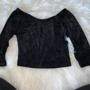 Black velvet crop top